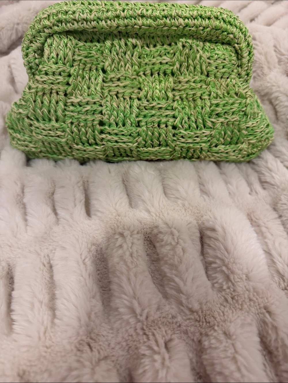 New Urban Expressions Lime Green Woven Clutch